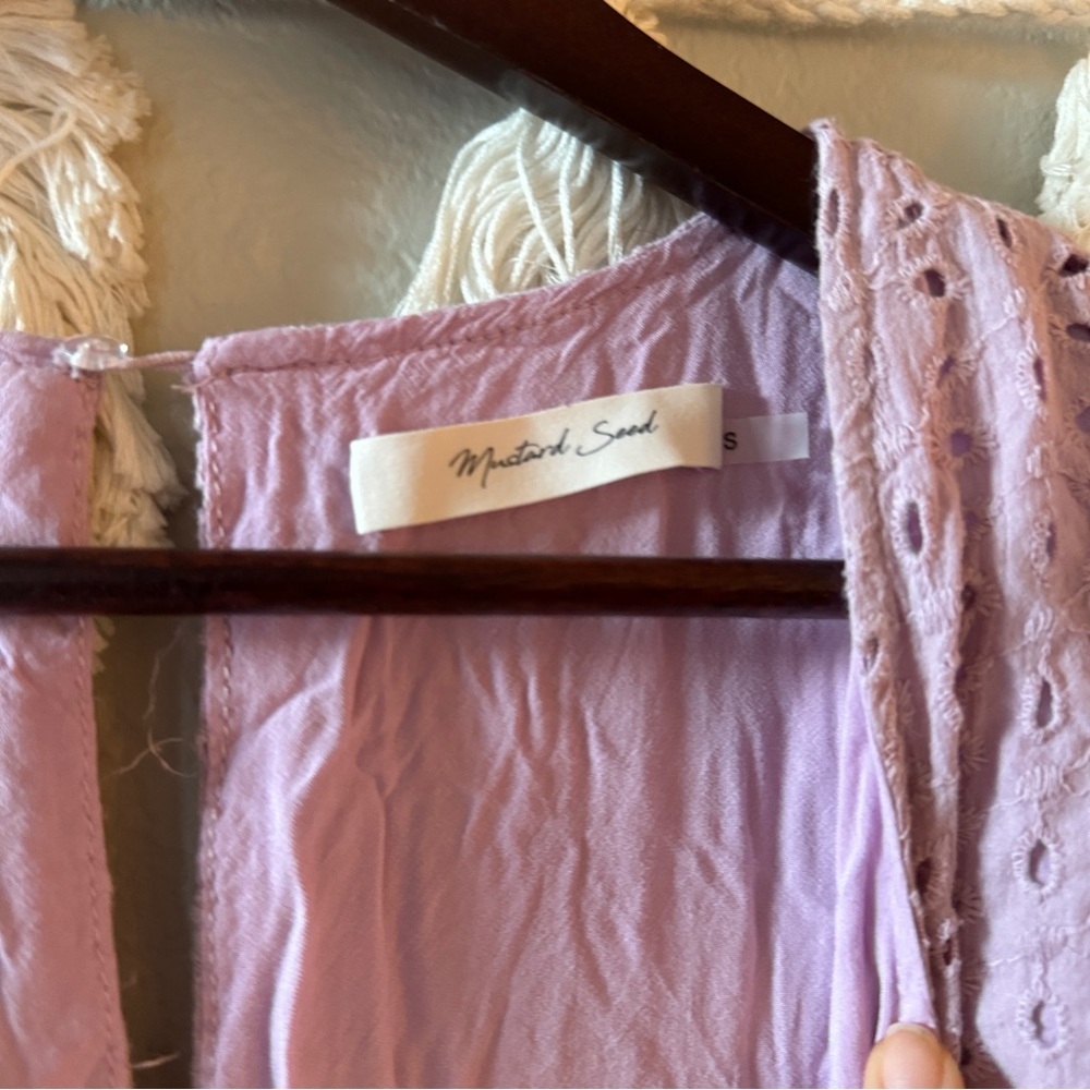 Mustard Seed Lavender Eyelet Lace Babydoll Romper - Picture 6 of 7